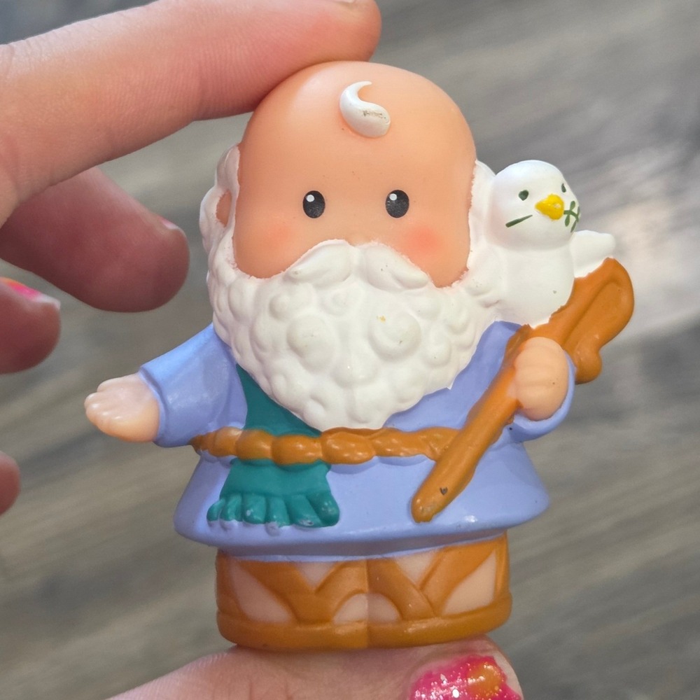 Fisher Price Little People Noah Noahs Ark Figure Blue White Vintage Collectible